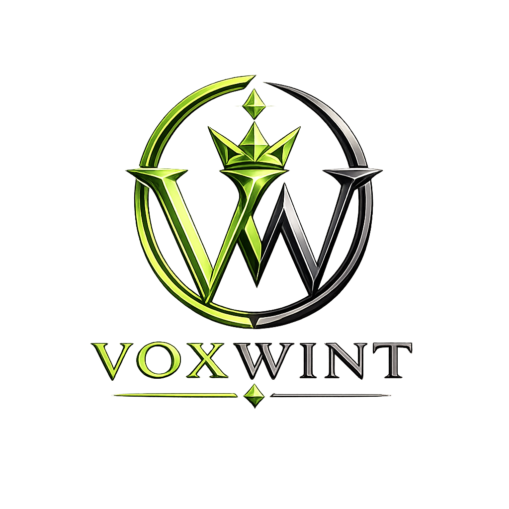 Voxwint digital marketing agency logo with modern typography on a dark background